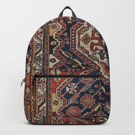 Persian Qashqai Old Century Authentic Colorful Aztec Royal Blue Red Vintage Patterns Backpack