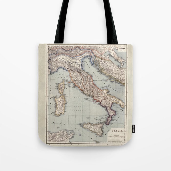Bella Italia Vintage Map Of Italy Tote Bag