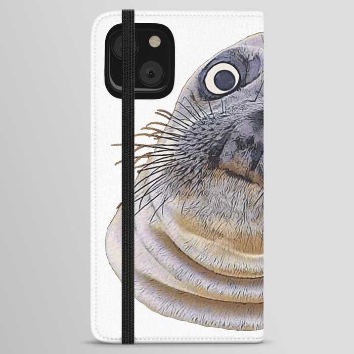 Seal Face Funny Pinnipeds Afraid Mistake Caught Act iPhone Wallet Case