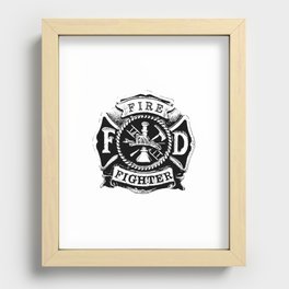 Fire Fighter Badge Recessed Framed Print