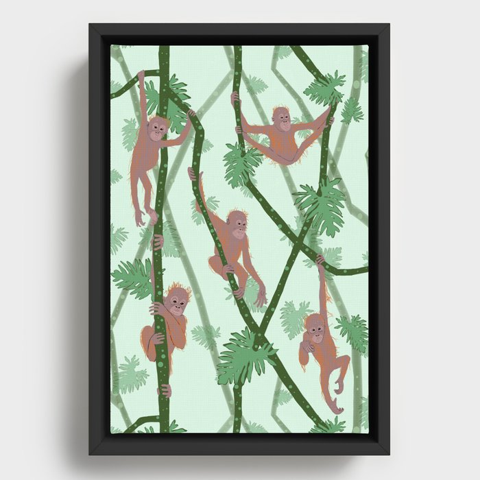 Baby Orangutans Framed Canvas