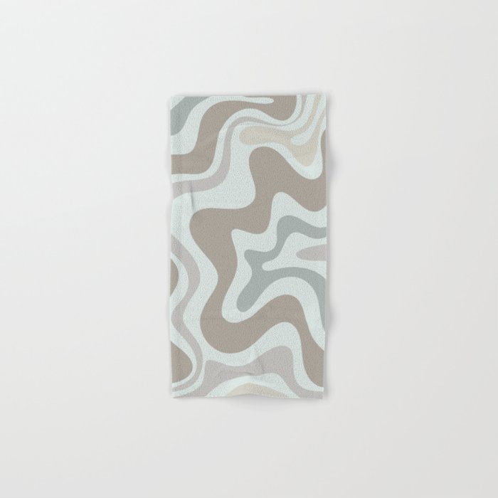 Liquid Swirl Abstract Pattern in Taupe Gray and Light Ice Blue Hand & Bath Towel