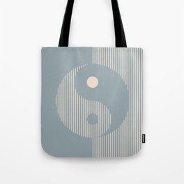 Geometric Lines Ying and Yang XV in Light Blue Grey Beige Tote Bag