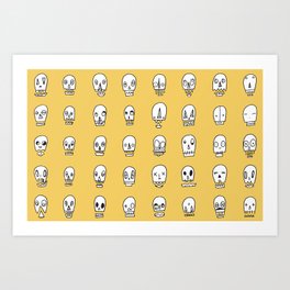Funny skulls yello Art Print