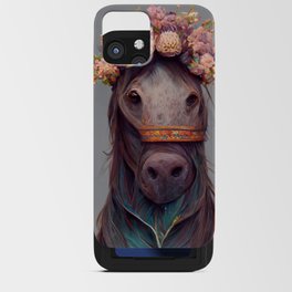 Horse with Flower Crown Portrait iPhone Card Case