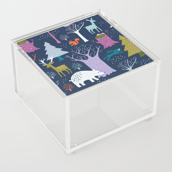 winter woodland animals Acrylic Box