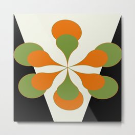 Mid-Century Modern Art 1.4 - Green & Orange Flower Metal Print | Pattern, Yogamat, Art, 1960, Graphicdesign, Vintage, Modern, Retro, Design, Atomic 