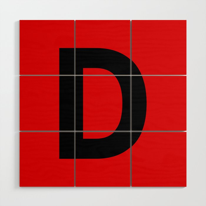 Letter D (Black & Red) Wood Wall Art