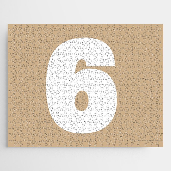 6 (White & Tan Number) Jigsaw Puzzle