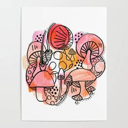 mushroom and moon Poster