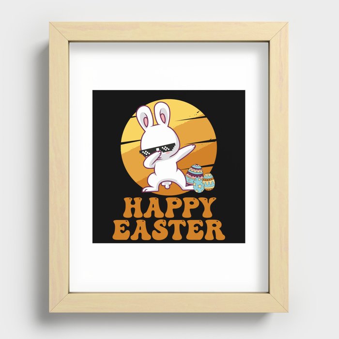 Happy Easter Kids Toddler Dabbing Bunny Recessed Framed Print