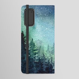 Galaxy Watercolor Aurora Borealis Painting Android Wallet Case
