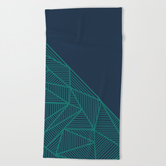 B Rays Geo Pine Blue Beach Towel