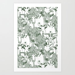 just goats dark green Art Print