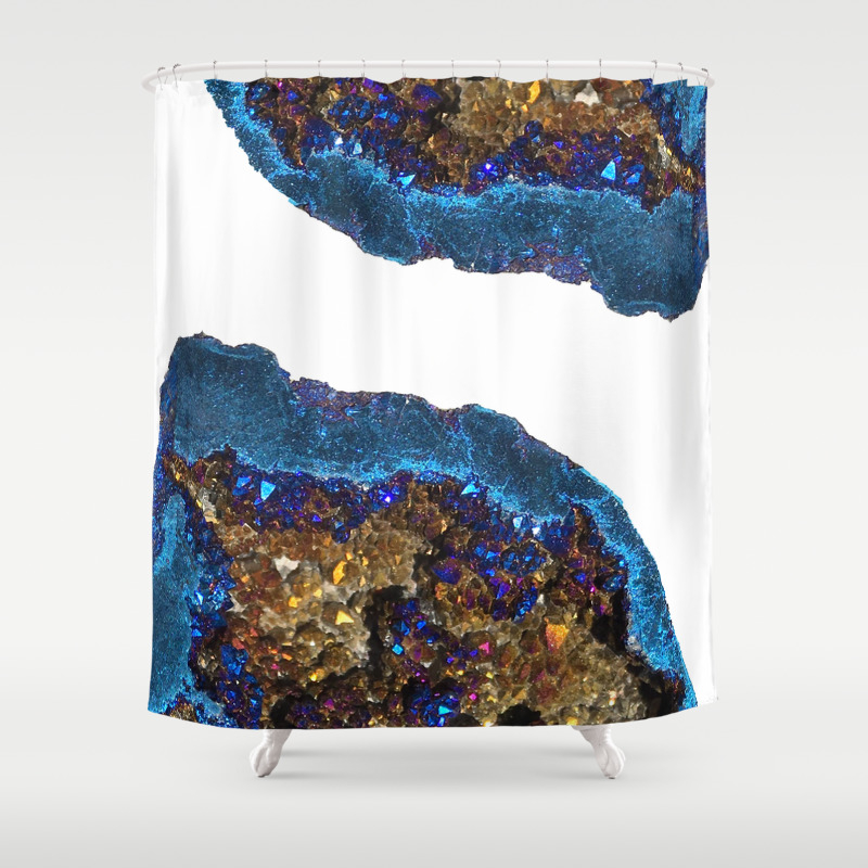 blue gold shower curtain