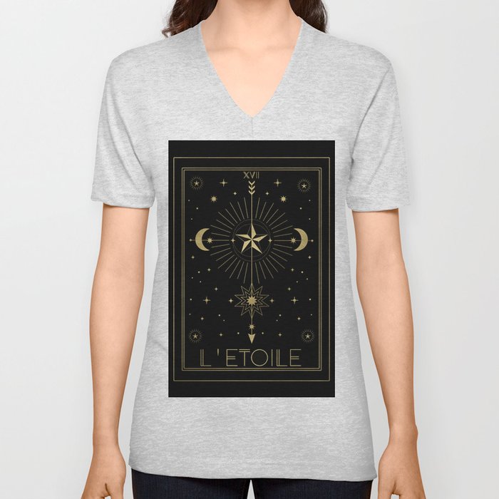 L'Etoile or The Star Tarot Gold V Neck T Shirt