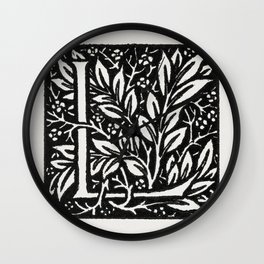 Love is Enough-Initial letter L entwined with Laurel Leaves (1866-1867) by William Morris Wall Clock