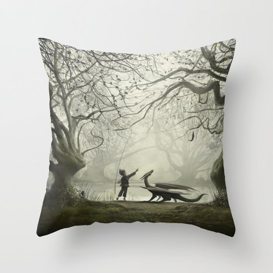 The Boy And His Dragon Throw Pillow