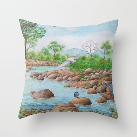 A Day of Forest(7). (the river ecosystem) Throw Pillow