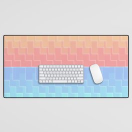 Red Blue Deco Diagonal Tile Gradient Desk Mat