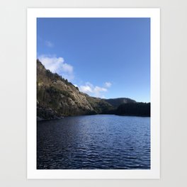 Lake and Mountain with Bright Blue Sky Art Print