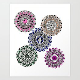 Colorwheel Mandala, Geometric Art Art Print