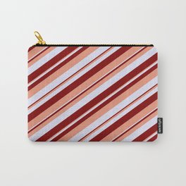 [ Thumbnail: Lavender, Maroon, and Dark Salmon Colored Striped/Lined Pattern Carry-All Pouch ]