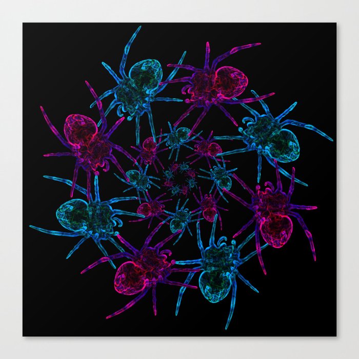 Neon spider spiral Canvas Print