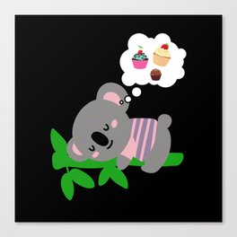 Koala and cupcake sleeping Canvas Print
