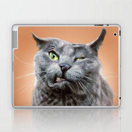 Angry Grey Cat Selfie Laptop Skin