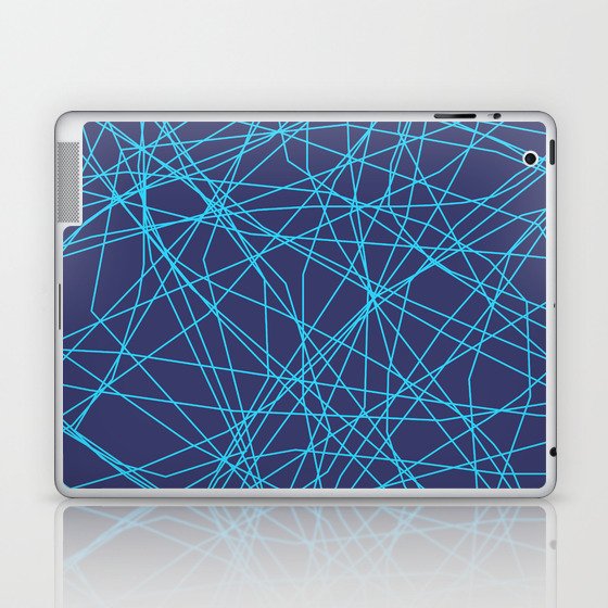 Abstract Minimal Decorative Blue Thine Line On Darker Blue Laptop & iPad Skin