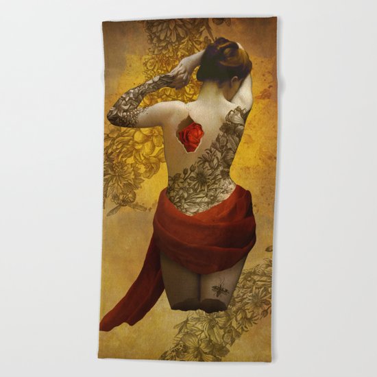 My Heart The Rose Beach Towel