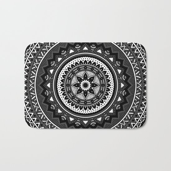 Black and White Mandala Bath Mat