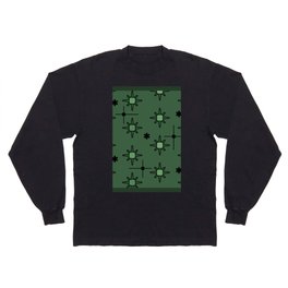 Atomic Sky Starbursts Forest Green Long Sleeve T-shirt