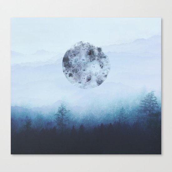 Watercolor Moon Canvas Print