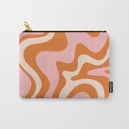 Liquid Swirl Retro Abstract Pattern in Orange Pink Cream Carry-All Pouch