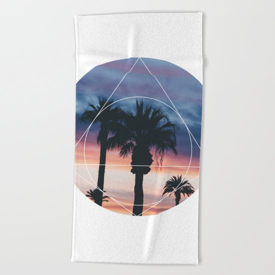 Sunset Palms - Geometric Photography Beach Towel