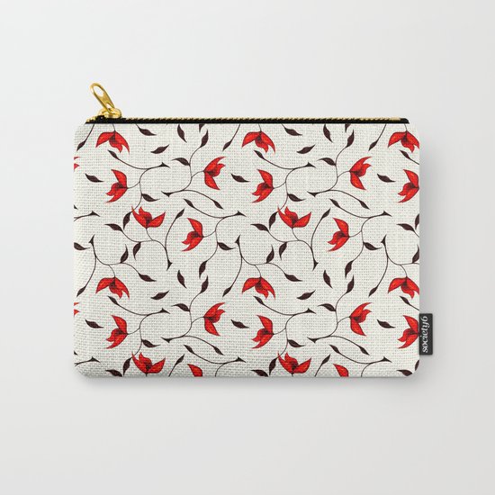 Strange Red Flowers Pattern Carry-All Pouch