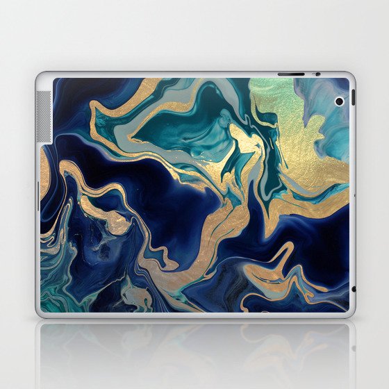 DRAMAQUEEN - GOLD INDIGO MARBLE Laptop & iPad Skin