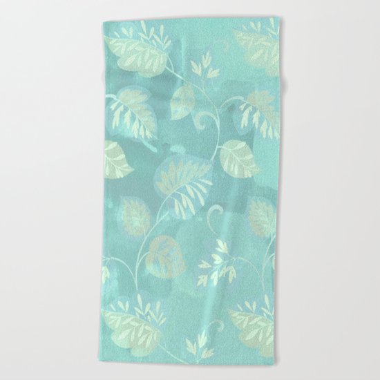 soft foliage in blue Beach Towel