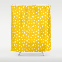 Yellow Hand-Painted Stars Shower Curtain