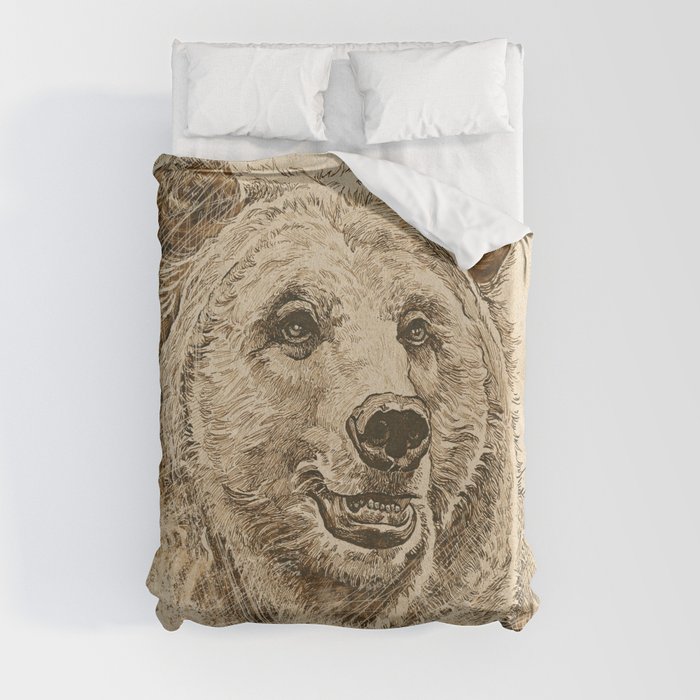 Grizzly Bear Greeting Duvet Cover