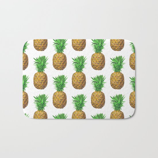 Pineapples, tropical fruit pattern design Bath Mat