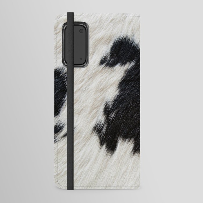 Black and White Cowhide, Cow Skin Print Pattern Modern Cowhide Faux Leather Android Wallet Case