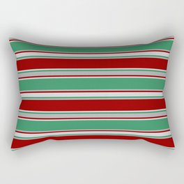 [ Thumbnail: Sea Green, Dark Grey, Dark Red, and Light Grey Colored Lined/Striped Pattern Rectangular Pillow ]