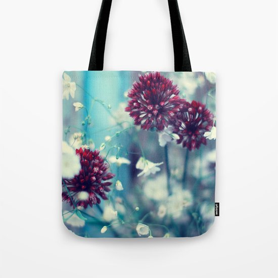 Flowers on Blue Tote Bag