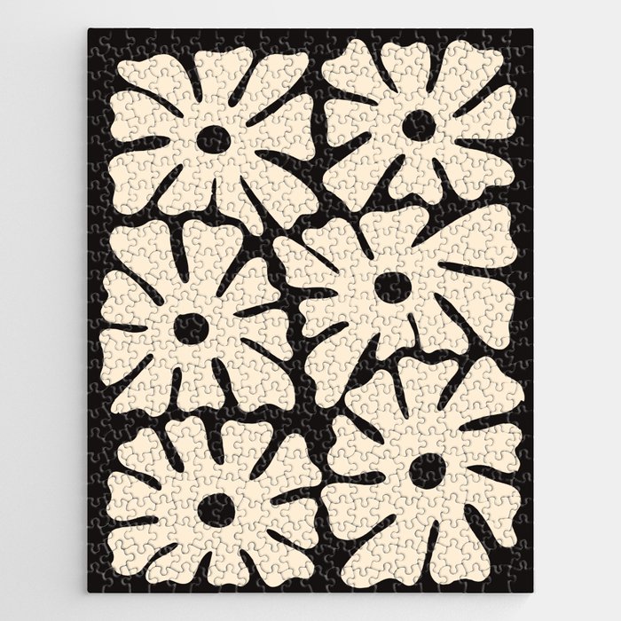Mid-Century Flowers in Black & White Jigsaw Puzzle