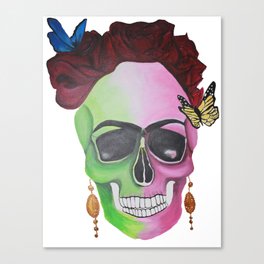 Day of the Dead, Sugar Skull with Butterflies Painting Canvas Print