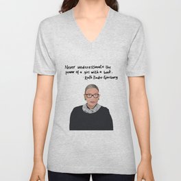 RBG Girl with a Book Quote V Neck T Shirt
