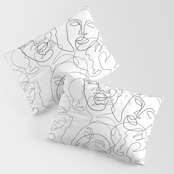 Lined Face Sketches Pillow Sham